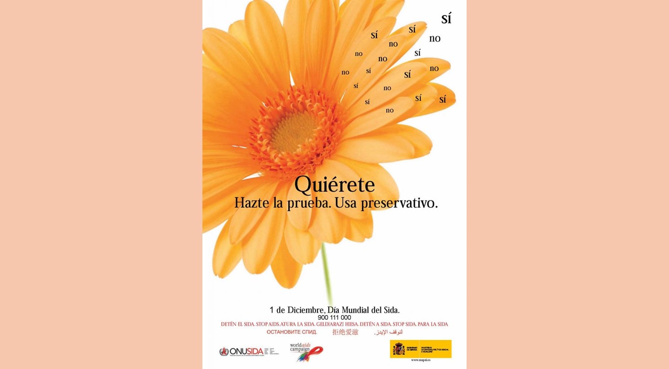 Día mundial del Sida 2010. Quiérete. Utiliza preservativo. Hazte la prueba del VIH